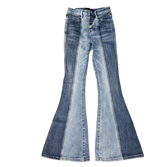 Flying Monkey Womens 23 High Rise Super Flare Bell Bottom Jeans Y2K - Picture 2 of 7